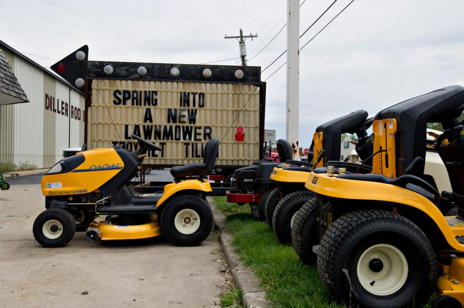 Cub Cadet riding lawn mowers on display, the Cub Cadet XT1 LT is the best riding lawn mower is the best riding lawn mower according to Bob Vila