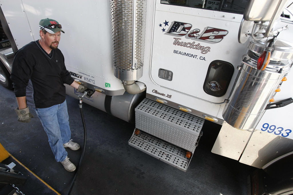 diesel truck being fueled up