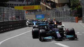 A Mercedes Formula 1 car on the track