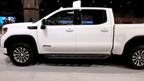 A GMC Pickup at a showroom.