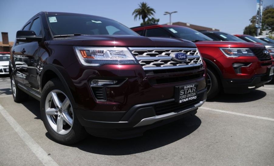 Ford Explorer crossover SUV models at a dealership