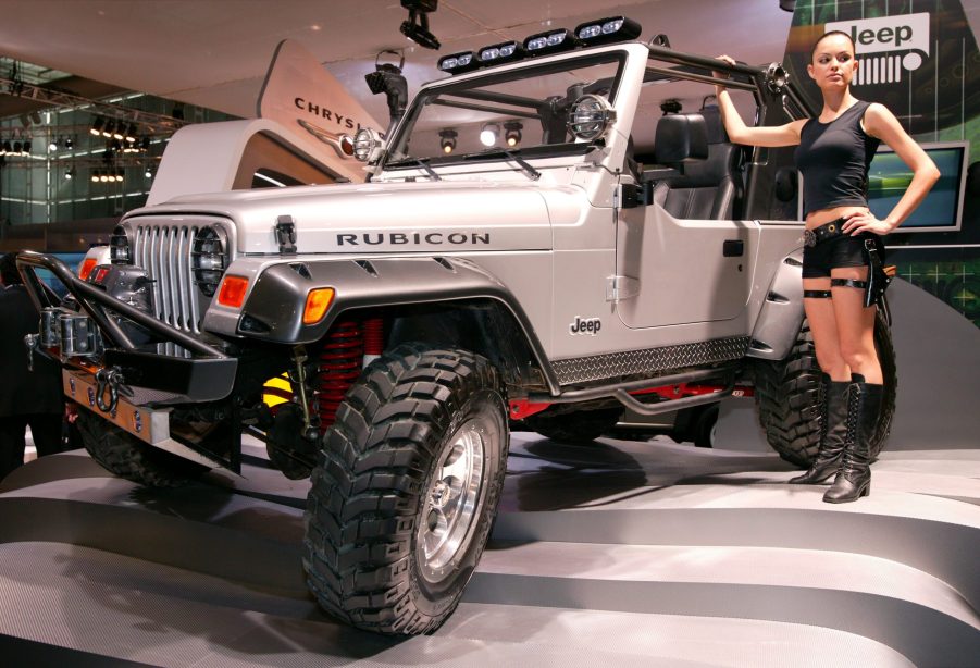 a model with a 2003 Jeep Wrangler rubicon at an auto show back with this used wrangler was still new.