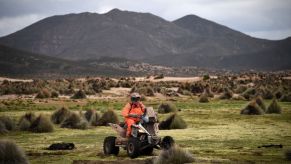 A rider on a Yamaha brand ATV in the Dakar Rally, 2018