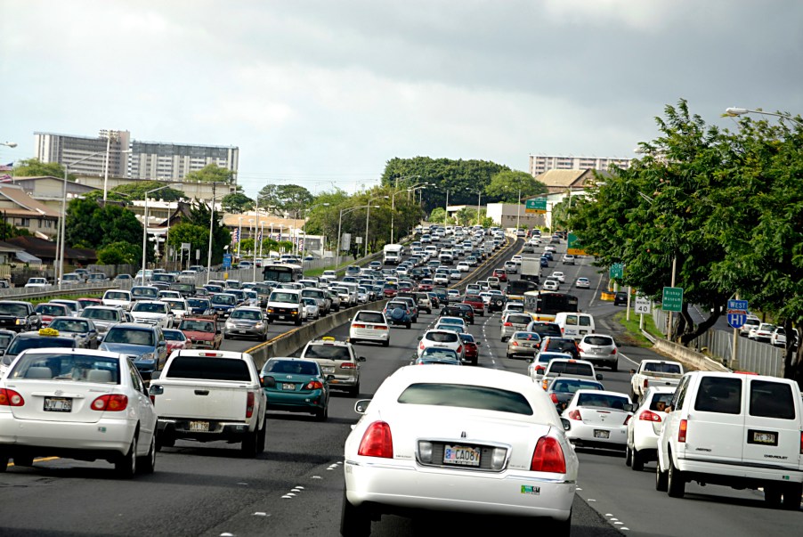 Car traffic in Honolulu, Hawaii, on November 10, 2011