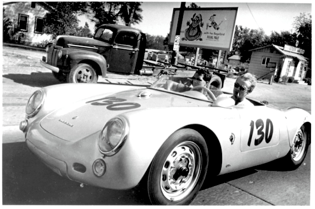 James Dean driving Porsche Spyder