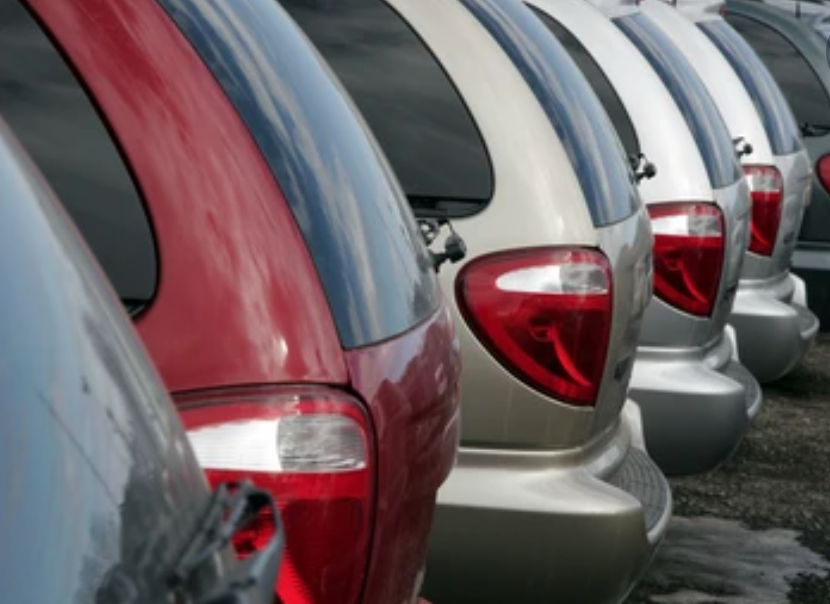 Minivans parked in a row