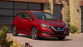 An image of a Nissan LEAF parked outdoors.