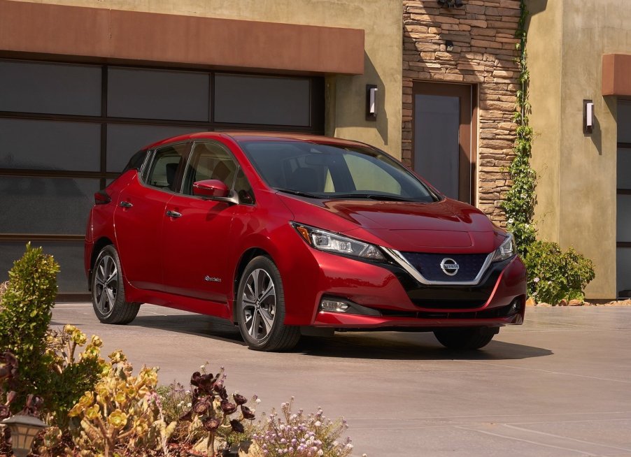 An image of a Nissan LEAF parked outdoors.