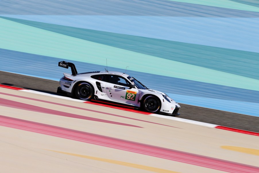 A Porsche sports car on the track