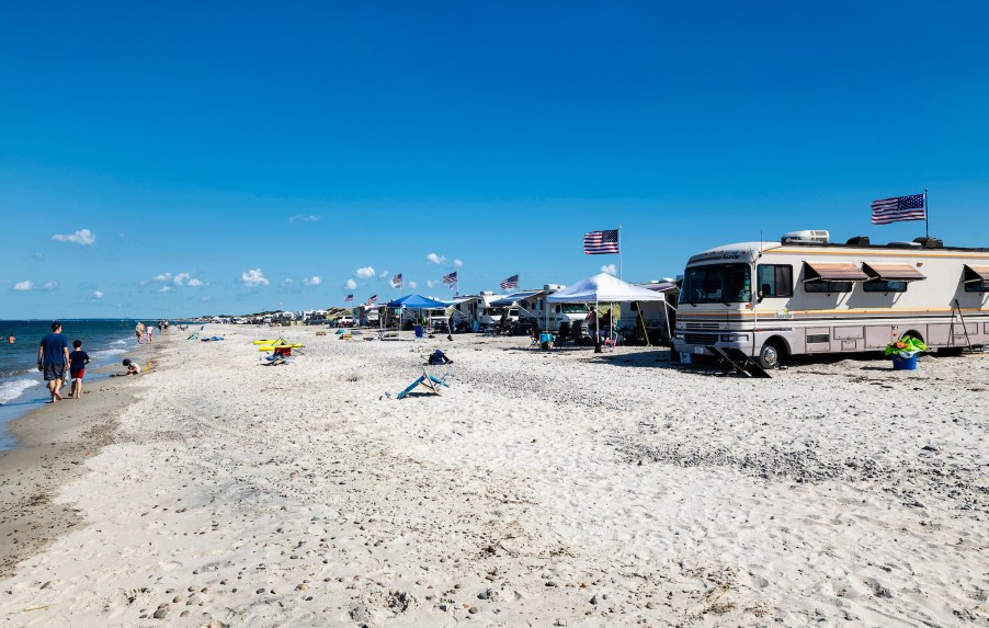 An RV campsite at Sandy Neck Beach Park on Cape Cod in the summer of 2020