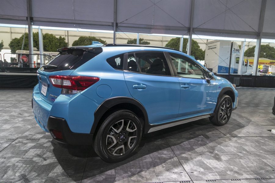 The blue Subaru Crosstrek plug-ing hybrid is shown at AutoMobility LA