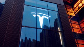 A view of Tesla's flagship store in Shanghai, China