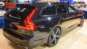 Volvo V90 T4 luxury estate car on display at Brussels Expo on January 9, 2020 in Brussels, Belgium. The Volvo V90 is available as stationwagon and as executive sedan