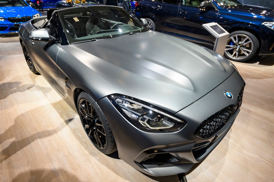 BMW Z4 M40i Roadster compact convertible on display