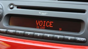 The digital display of a car radio