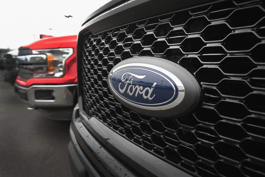 Ford F-150 grille and badge up close