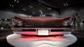 A pink custom hot rod on display at the 26th-annual Yokohama Hot Ror Custom Show on December 3, 2017, in Yokohama, Japan