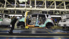 A Toyota frame on the assembly line