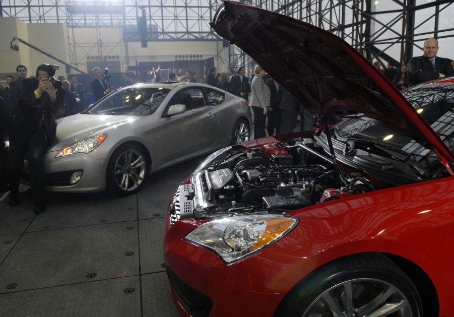 A red turbocharged genesis hyundai