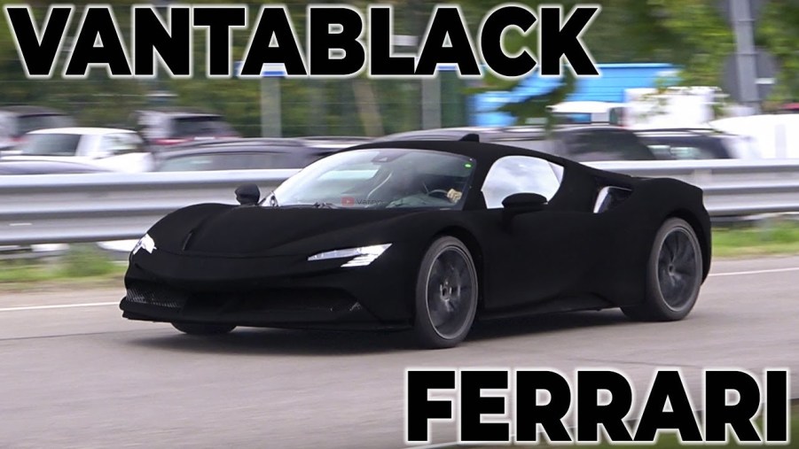 a Ferrari SF90 in Vantablack caught driving in Italy