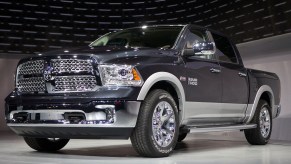 A grey 2013 Ram 1500 at an auto show