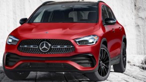 A red 2021 Mercedes-Benz GLA-Class.