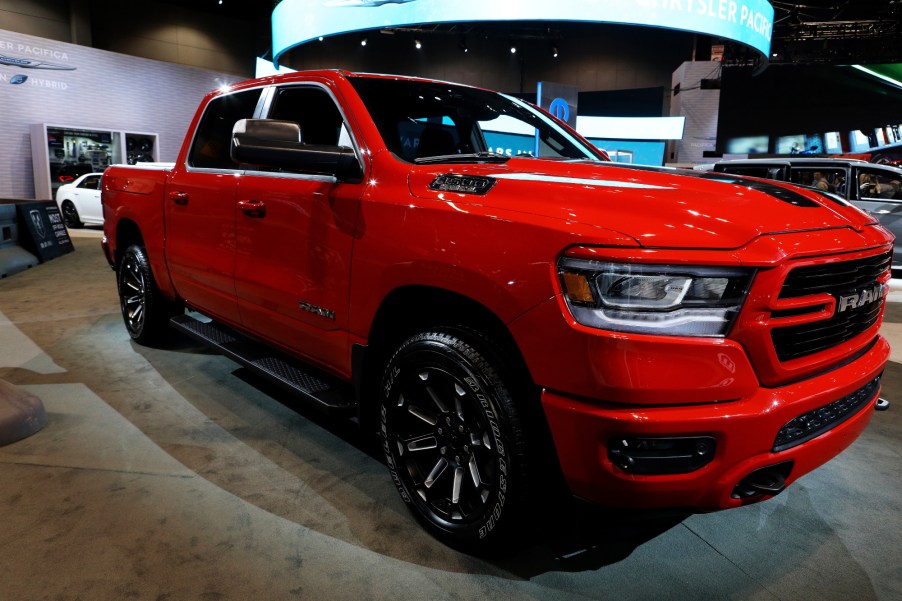 A red 2021 Ram 1500