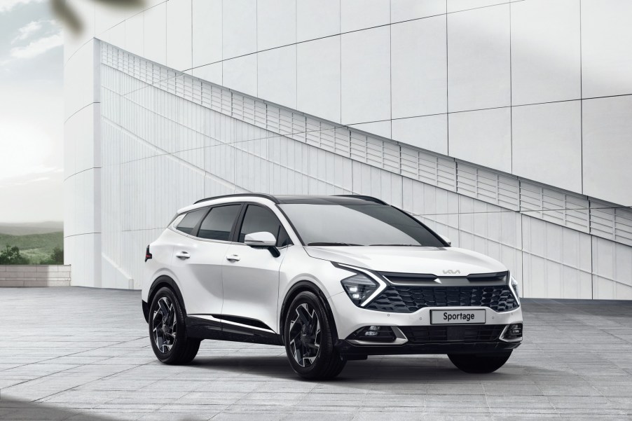 A white 2023 Kia Sportage crossover SUV