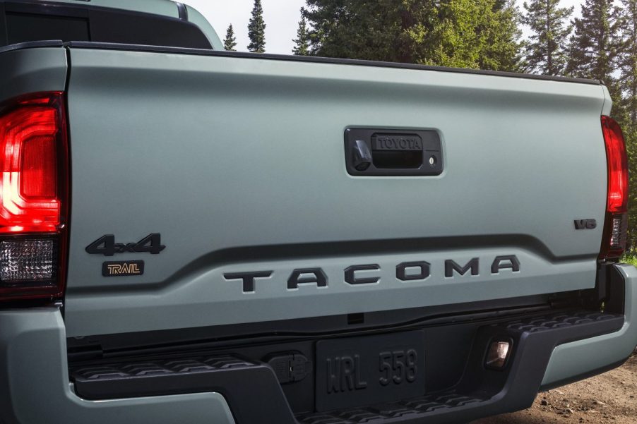 the tailgate of the 2022 Toyota Tacoma Trail Edition pickup truck