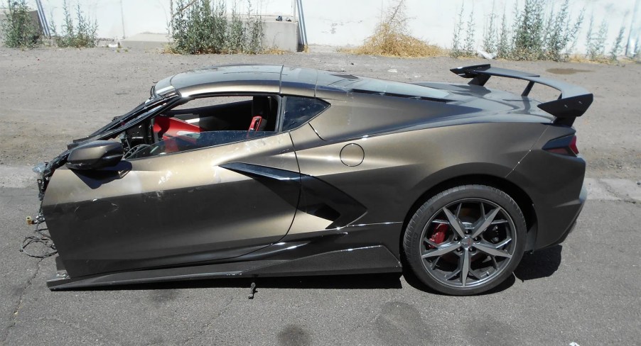 2020 Chevy C8 Corvette that got split in half in an accident