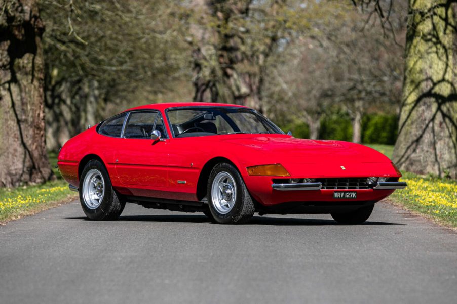 Elton John's vintage Ferrari Daytona 365 GTB/4 pictured on an empty road