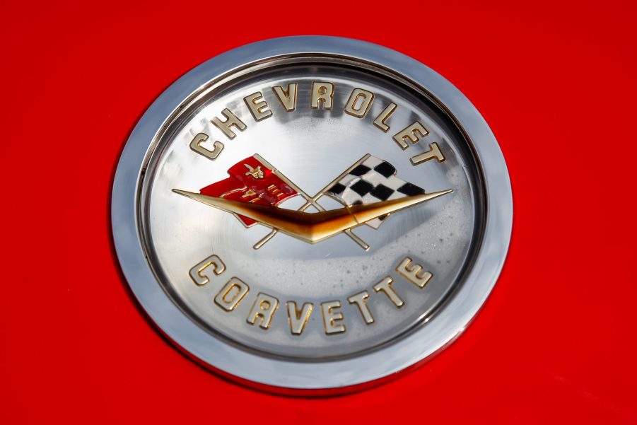 The original Chevrolet Corvette badge with crossed flags