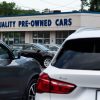 used cars are for sale at a dealership