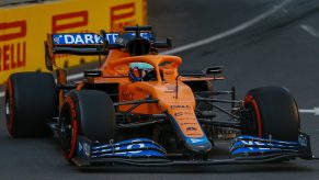 Daniel Ricciardo's orange Formula 1 car on track