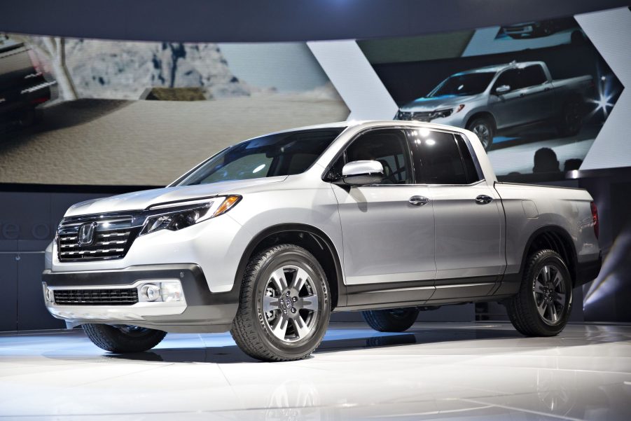 A new Honda Ridgeline truck on display