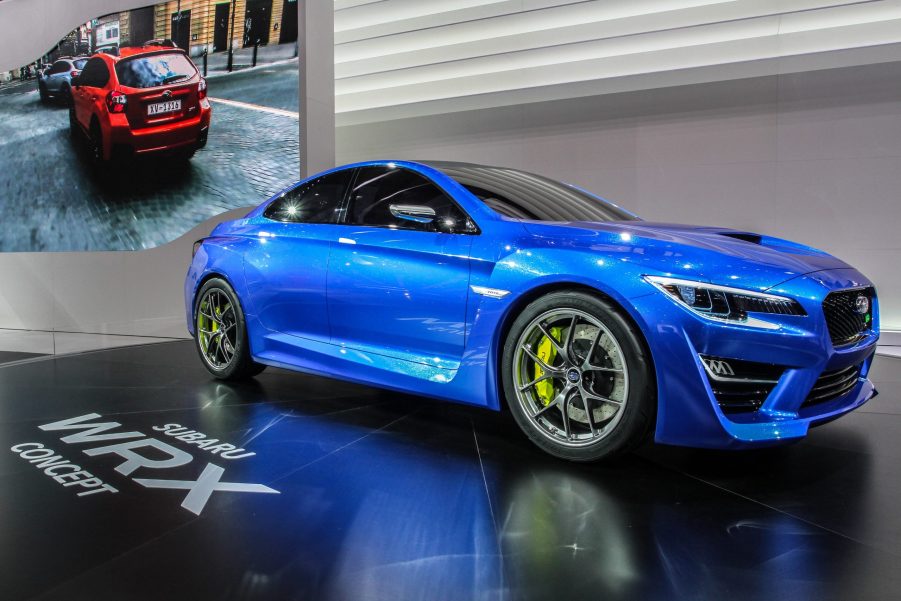 The blue 2022 Subaru WRX concept