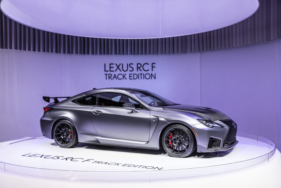 Silver Lexus RC F Track Edition during the Geneva International Motor Show