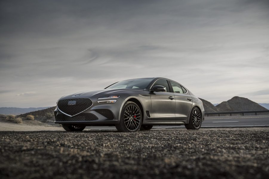 The grey Genesis G70 sedan