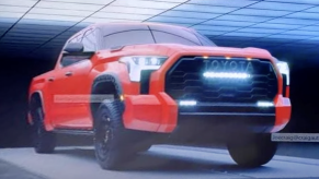 A leaked image of a 2022 Toyota Tundra TRD Pro on a screen.