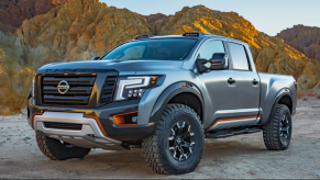 The 2021 Nissan Titan Warrior concept parked outdoors