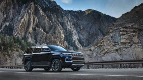 A Jeep Grand Wagoneer in a canyon