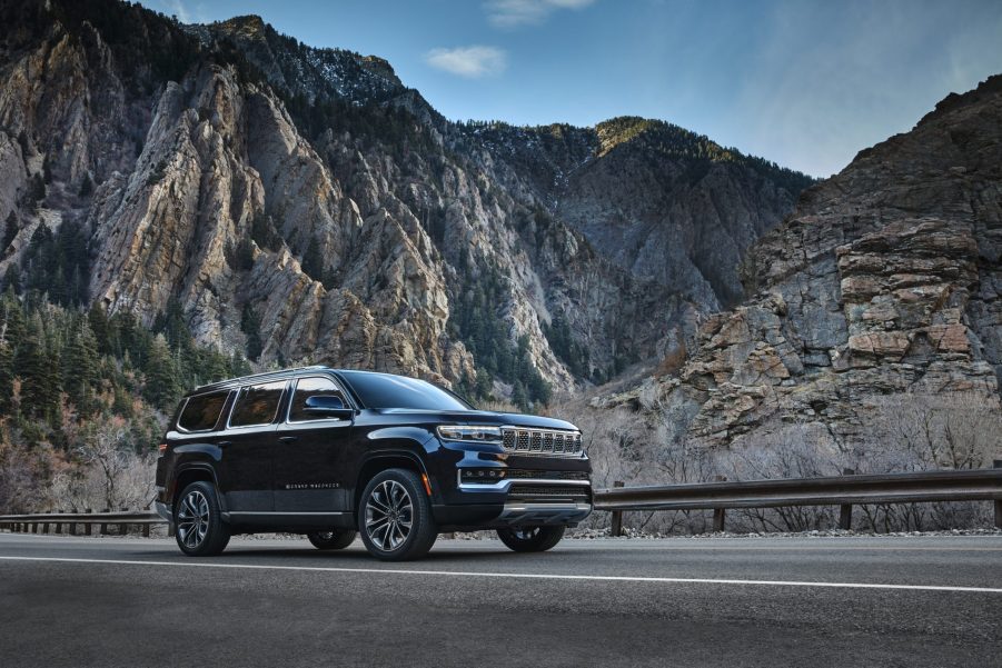 A Jeep Grand Wagoneer in a canyon