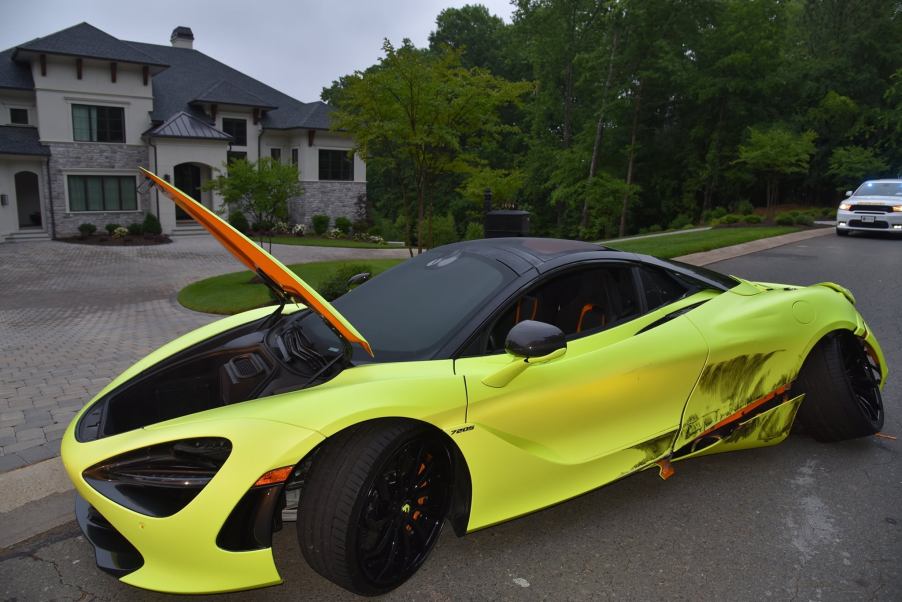 This wrecked McLaren 720 belongs to Thomas Davis but was stolen and then crashed