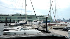 Boats docked in New York City in 2020