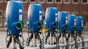 A row of electric vehicle chargers