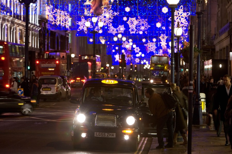 A pair of bright car headlights