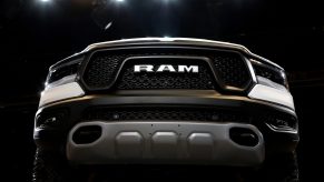 The front grille of a Ram 2500 pickup truck