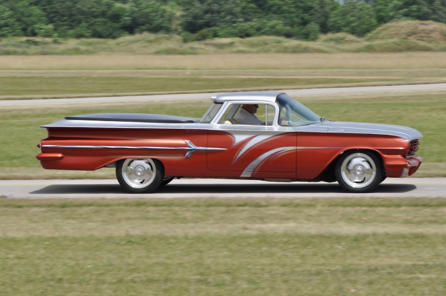 1960 chevrolet el camino driving at austrian airport