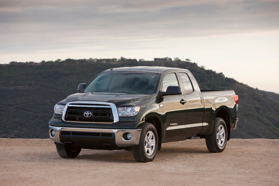 A black 2013 Toyota Tundra parked, the 2013 Tundra is the best used full-size truck under $20,000