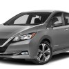 A gray 2019 Nissan Leaf against a white background.